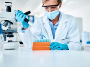 Women conducting clinic trial